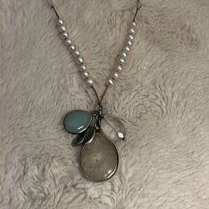 Silpada Freshwater  Pearl and Crystal Necklace EUC 24”